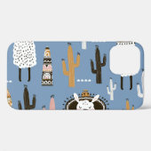 Lama, Cactus, Handgetekende Elementenpatroon. Case-Mate iPhone Case (Achterkant (horizontaal))