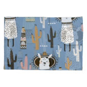 Lama, Cactus, Handgetekende Elementenpatroon. Kussensloop (Achterkant)