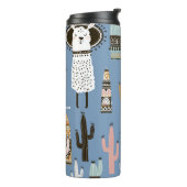 Lama, Cactus, Handgetekende Elementenpatroon. Thermosbeker (Gedraaid links)
