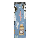 Lama, Cactus, Handgetekende Elementenpatroon. Thermosbeker (Achterkant)
