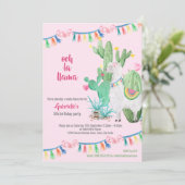 Lama Cactus Hele Lama Plezier Meisjes Verjaardagsf Kaart (Staand voorkant)