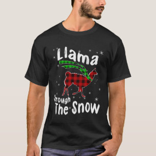Lama door de sneeuw geplakt sneeuwvlokken Kerstmis T-shirt