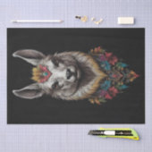 Lama en bloem portret, decoupage weefsel papier (Craft)