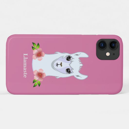 Lama en bloemen op roos Case-Mate iPhone case (Achterkant (horizontaal))