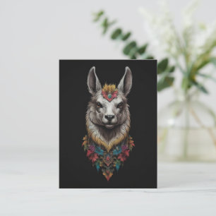 Lama en bloemportret, briefkaart