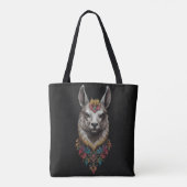 Lama en bloemportret, tote bag (Achterkant)
