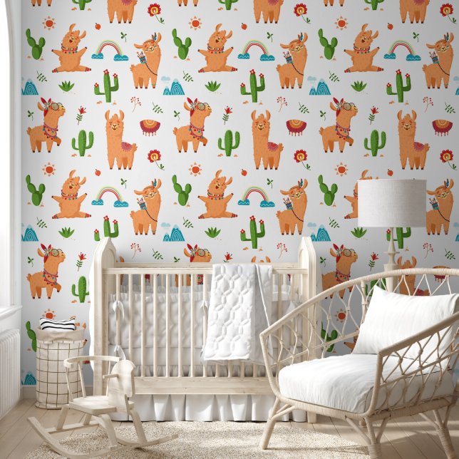 Lama en Cactus Fun Animal Behang (Kinderen)