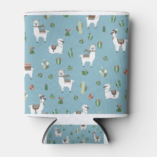 Lama en cactus patroon blikjeskoeler (Voorkant)