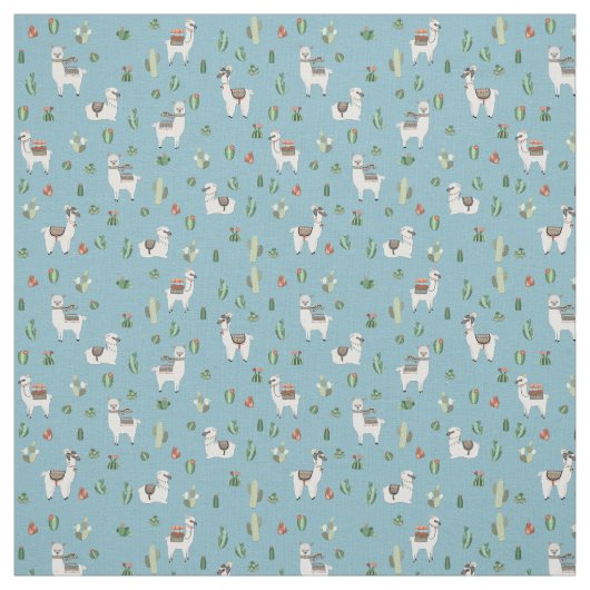 Lama en cactus patroon stof (Swatch)