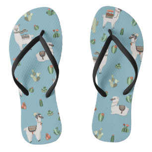 Lama- en cactus-patroon teenslippers