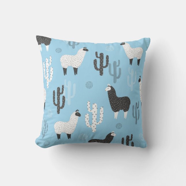 Lama en cactus, schattig patroon. kussen (Voorkant)