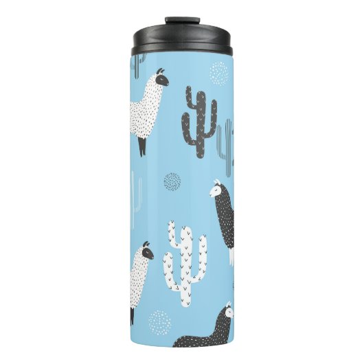 Lama en cactus, schattig patroon. thermosbeker (Voorkant)