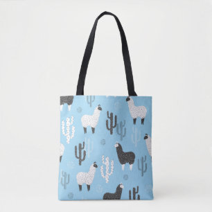 Lama en cactus, schattig patroon. tote bag