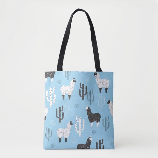 Lama en cactus, schattig patroon. tote bag (Voorkant)