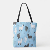 Lama en cactus, schattig patroon. tote bag (Achterkant)