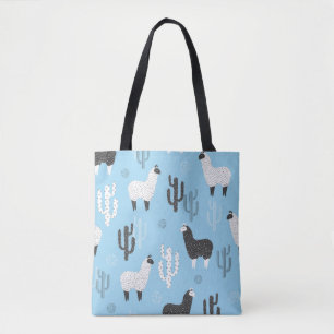 Lama en cactus, schattig patroon. tote bag