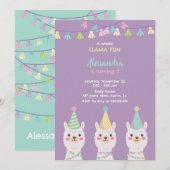 Lama feestuitnodiging kaart (Voorkant / Achterkant)