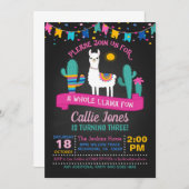 Lama Fiesta Birthday Uitnodiging (Voorkant / Achterkant)