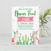 Lama Fun Fiesta Birthday Uitnodiging (Staand voorkant)
