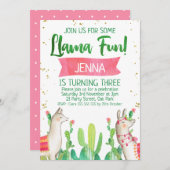 Lama Fun Fiesta Birthday Uitnodiging (Voorkant / Achterkant)