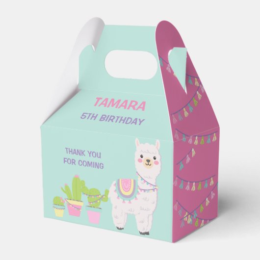 LAMA FUN PASTEL KLEUREN Favor Box Bedankdoosjes (Voorkant Zijde)