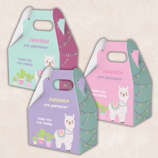 LAMA FUN PASTEL KLEUREN Favor Box Bedankdoosjes