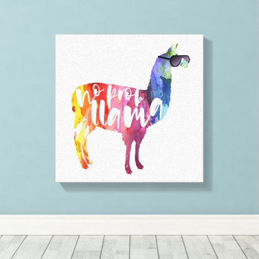 Lama. Geen probleem. Geen Prob-lama. Grappige uits Canvas Afdruk (Insitu (Houten vloer))