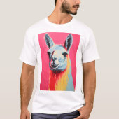Lama gezicht kleuren, hand getrokken zeefdruk t-shirt (Voorkant)