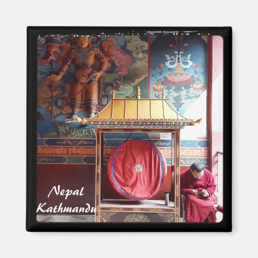 Lama, Gong & Phone - Kathmandu, Nepal Magneet (Voorkant)