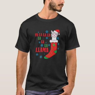 Lama in de kerstsokkerstkerstman t-shirt