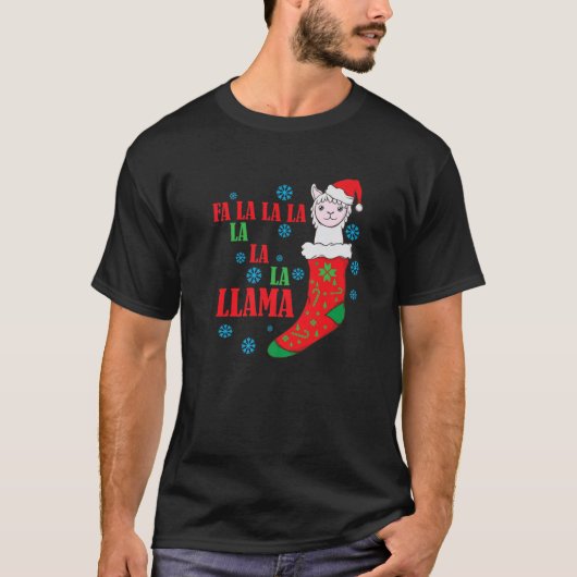 Lama in de kerstsokkerstkerstman t-shirt (Voorkant)