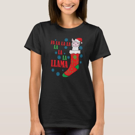 Lama in de kerstsokkerstman t-shirt (Voorkant)