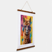 Lama in hoofdtelefoon hangend wandkleed (Gebogen)