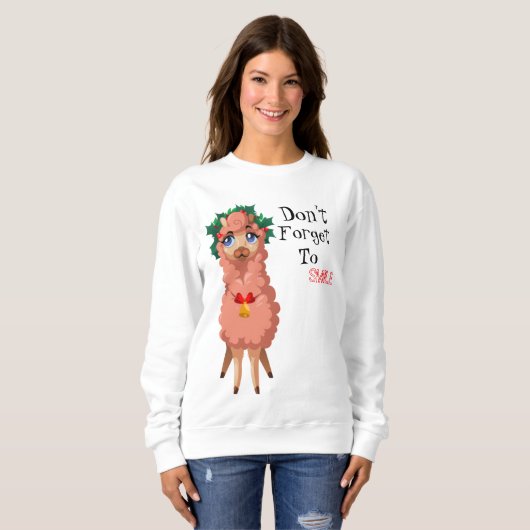lama in kerst sweatshirt (Voorkant volledig)