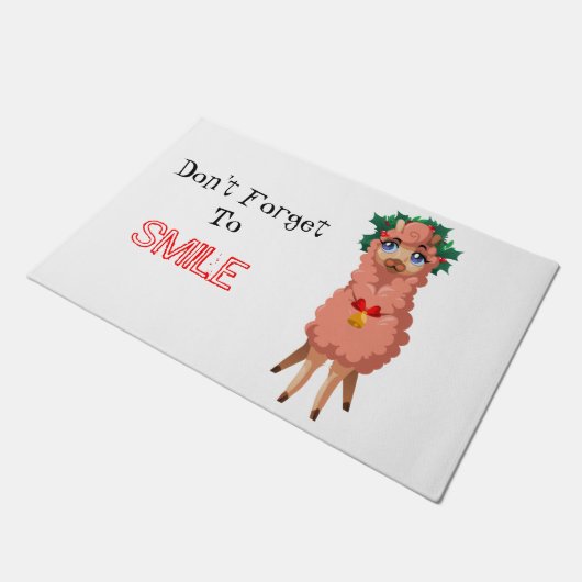 lama in kerstdeurmat deurmat (Schuin)