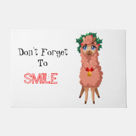 lama in kerstdeurmat deurmat