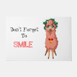 lama in kerstdeurmat deurmat