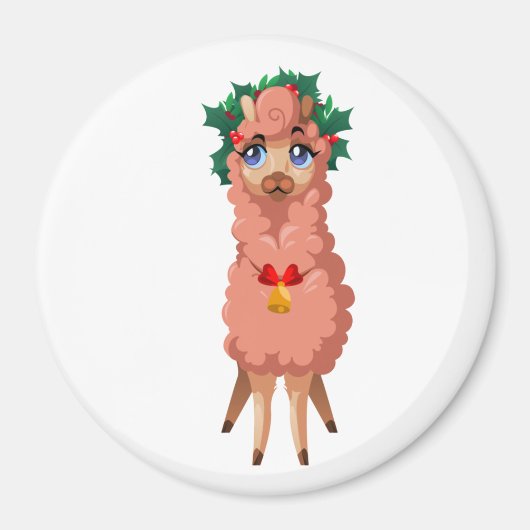 lama in Kerstmis Magneet (Voorkant)