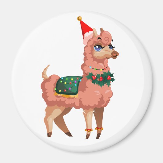 lama in Kerstmis Magneet (Voorkant)