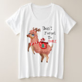 lama in Kerstmis Plus Size T-shirt (Design voorkant)