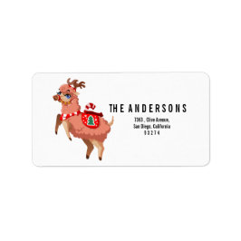 lama in Kerstmisetiket Etiket