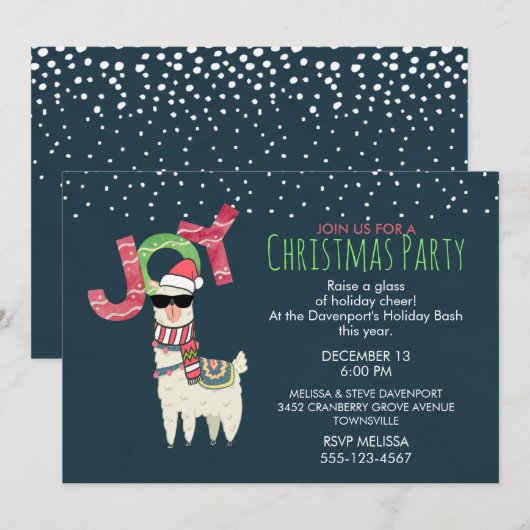 Lama in Santa Hat en zonnebril kerstfeest Kaart (Voorkant / Achterkant)