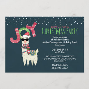 Lama in Santa Hat en zonnebril kerstfeest Kaart