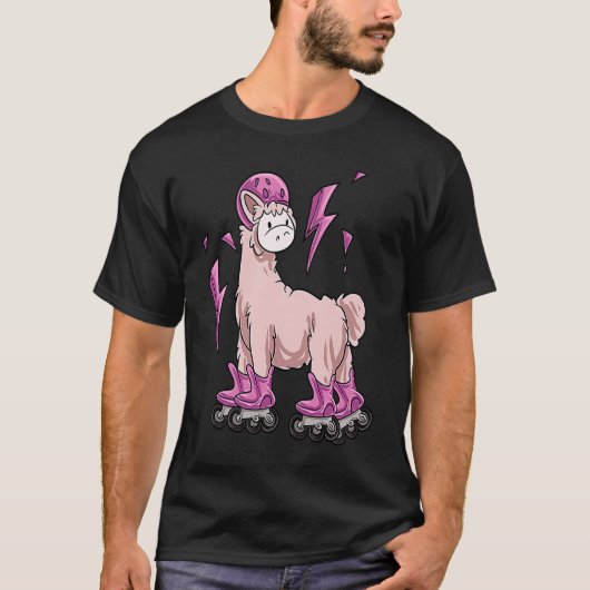Lama Inline Skating Rollerblading T-shirt (Voorkant)