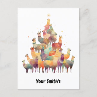 lama kerst feestdagenkaart