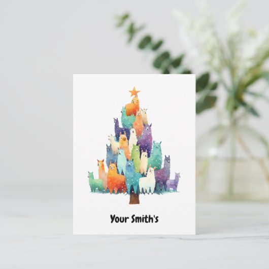 lama kerst feestdagenkaart (Staand voorkant)