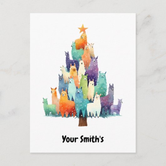 lama kerst feestdagenkaart (Voorkant)