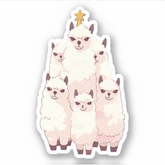 LAMA KERSTBOOM STICKER (Voorkant)