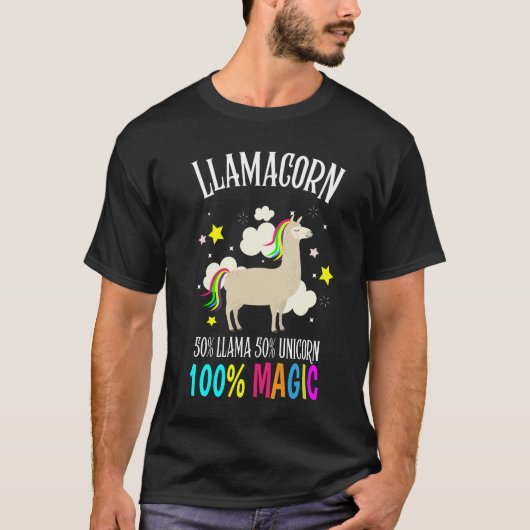 Lama Lamacorn Eenhoorn alpaca Kawaii kleurrijk cad T-shirt (Voorkant)