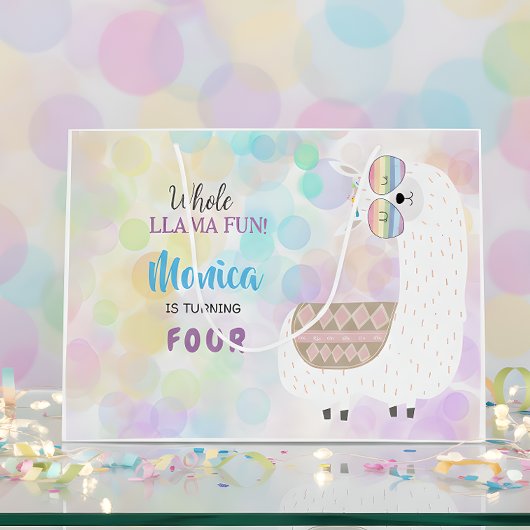 Lama leuke, kleurrijke kinderen verjaardag groot cadeauzakje